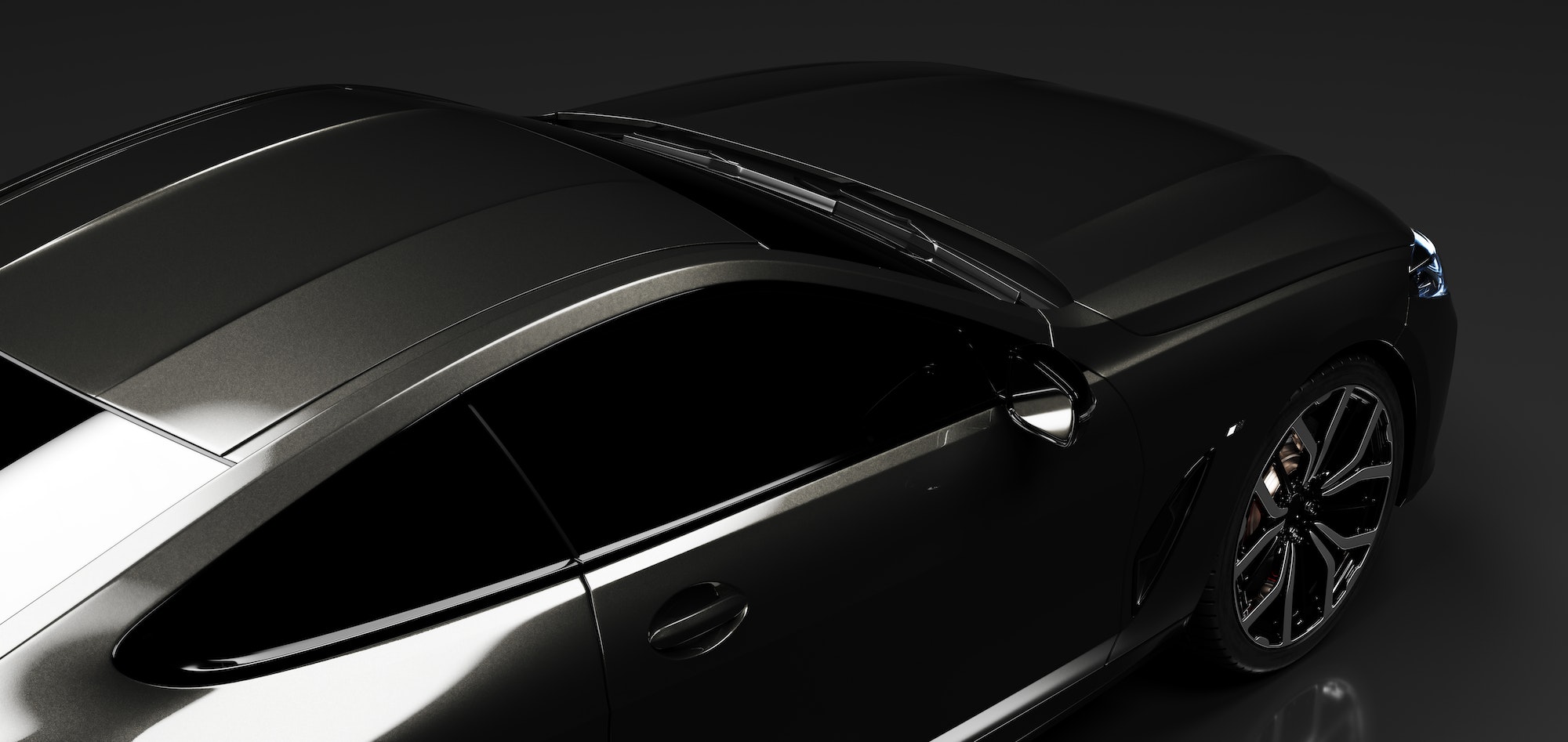 Detail shot of modern black premium car